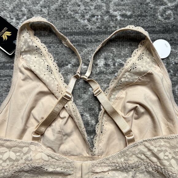 Wacoal NWT Halo Lace Wireless Triangle Bra Bralette Beige Size 40 Style 811205 - Picture 7 of 10